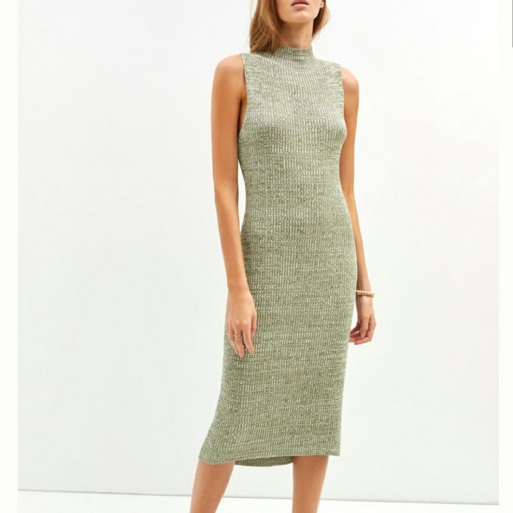 Anthropologie Daily Practice Ribbed Mock Neck Midi Dress